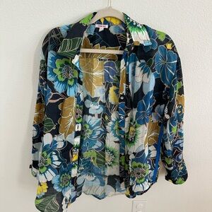 Johnny Was Multicolor Floral Button-Down Shirt